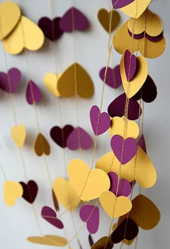 

Gold purple Heart garland, Valentines day heart garland, Gold wedding, Valentine decor, Valentines day decor, Paper garland,