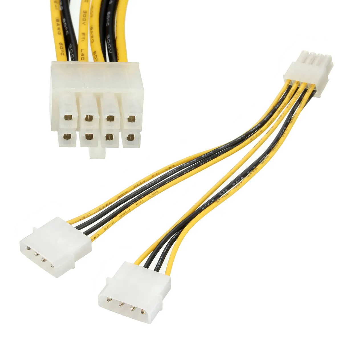 SWILET 12V PCI E 8 Pins to 2x 5.25 Inch Graphics Card HDD Power Adapter