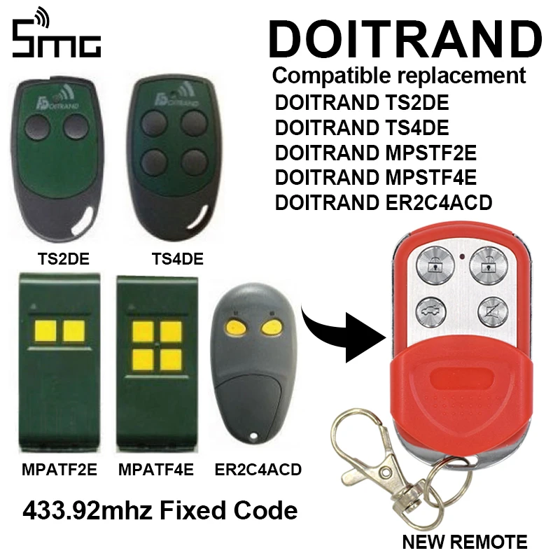 DOITRAND TS2DE MPSTF2E 433,92 МГц для замены совместимый пульт дистанционного управления DOITRAND TS4DE MPSTF4E ER2C4ACD 433 МГц пульт управления воротами