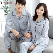 Пижама для пары, комплект осенне-зимней хлопковой пижамы для женщин с длинным рукавом, повседневная женская домашняя одежда, пижама, женское Inverno XXL