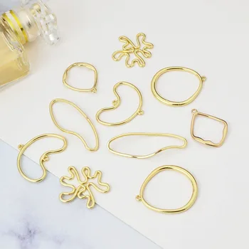 

6pcs/lot Irregular Metal Frame DIY Charms Necklace Bracelet Earrings Connectors Pendants Jewelry Findings