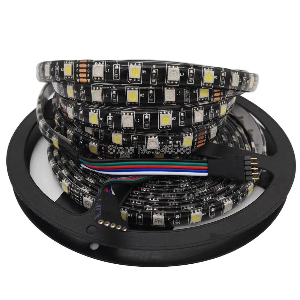 5 м/DC12V 10 мм черный PCB 60LED/M 300LED 5050smd RGB + белый или RGB + теплый белый RGBW или rgbww Светодиодные ленты, IP20 IP65 IP67 Wateproof