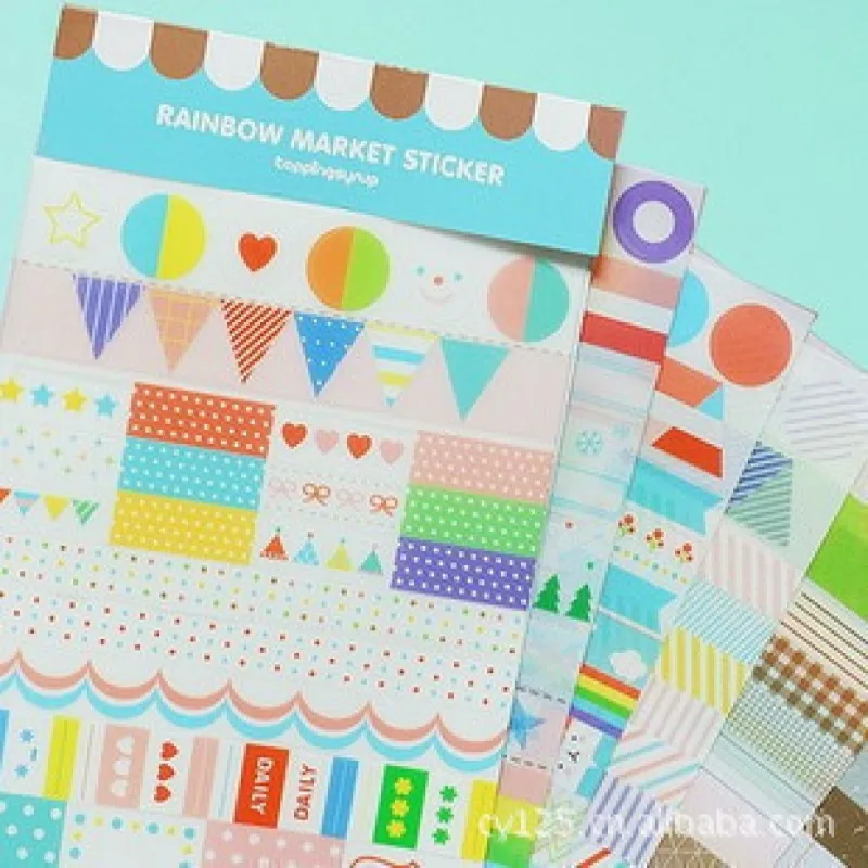 

6sheets PET material blue clear diary adhesive sticker scrapbooking craft stationery office dairy book decoration