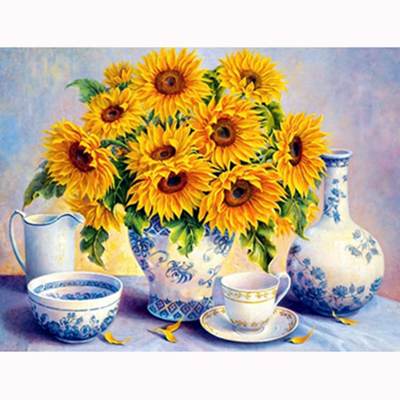 Full,Diamond Painting,Sunflower,Diamond Embroidery,Cross Stitch,5D,Wall,Sticker,Round,Rhinestone,Mosaic,Kits,DIY,Home Decor,LK1