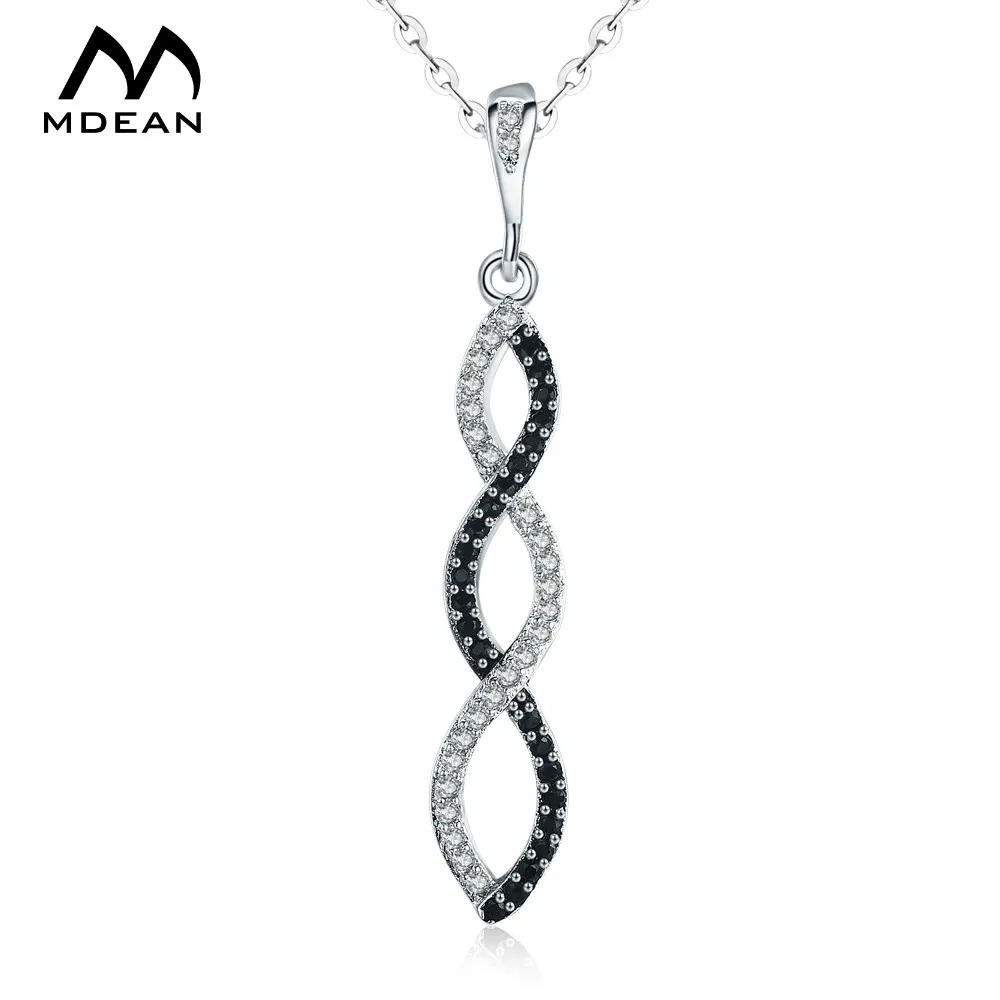 MDEAN White Gold Color Jewelry Black and White AAA Zircon Jewelry for