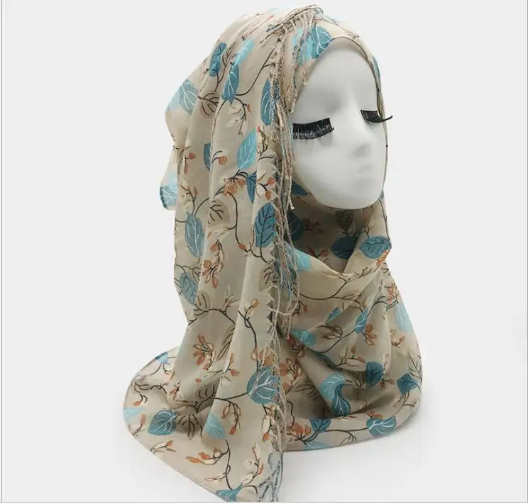 

Beautiful Thin Gauze Scarf Cotton Linen Print Muslim Hijabs Malaysia Headscarf Underscarf Long Shawl Turbante Light Weight