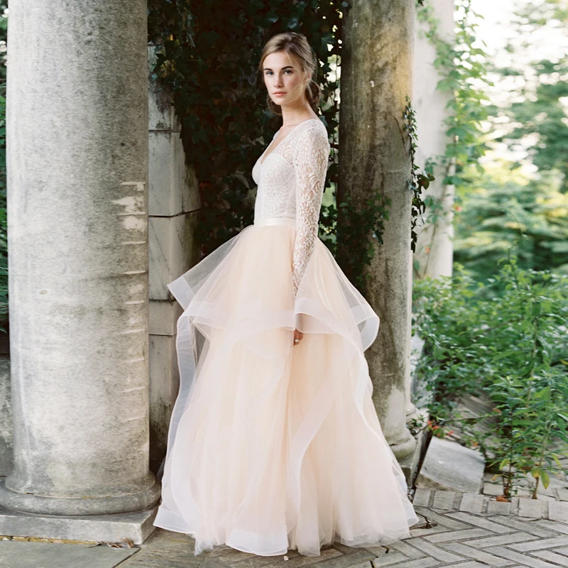 2017 Trendy Ruffle Tulle Skirt Buff Beige Tiered Tutu font b Bridal b font Formal Party