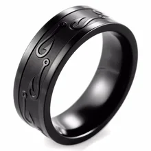 Shardon gent 8mm tubo negro titanium anzuelo negro y textura wedding band anillo de caza al aire libre para los hombres
