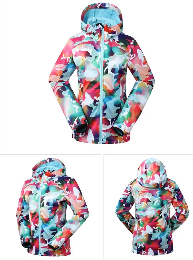 

Women's blue pink camouflage fleece climbing wear riding skiing jacket female spring autumn outdoor sports coat skating jacket