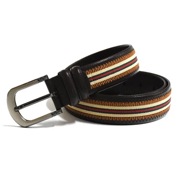 

Canvas leather belt for men fashion design younger sport belt men's leather belts brown 110-130 cm wider luxury quality 013