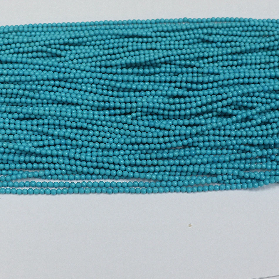 

Fashion blue round calaite turquoises stone 2mm 3mm newly round loose beads diy beautiful Jewelry making 15" B450