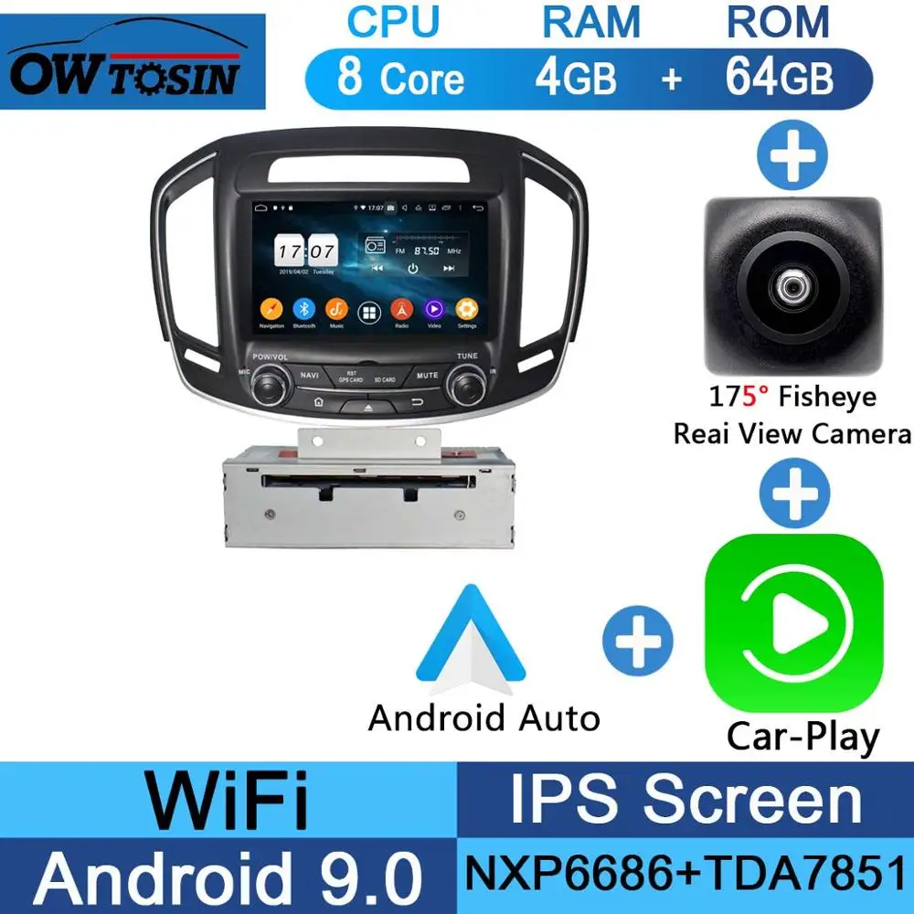 " ips 1920*1080 8 ядерный 4G+ 64G Android 9,0 автомобильный dvd-плеер для Buick Regal Vauxhall Insignia/Opel Insignia CarPlay - Цвет: Fisheye Carplay n A