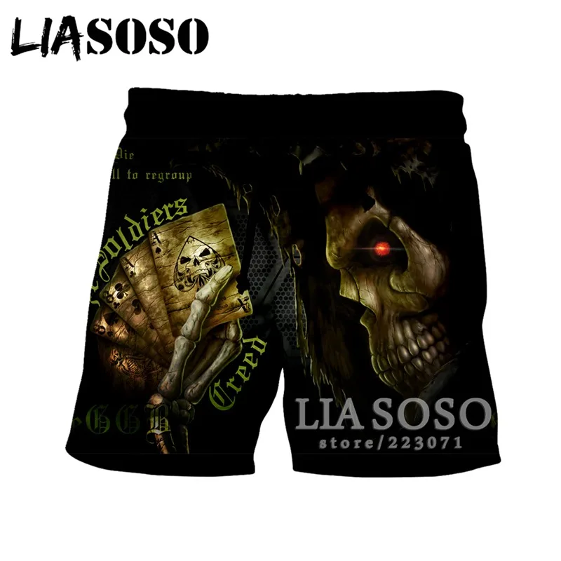 LIASOSO летние новые мужские и женские 3D принты аниме Grim Reaper шорты пляжные фитнес модные свободные хип хоп спортивные Harajuku шорты A005-7