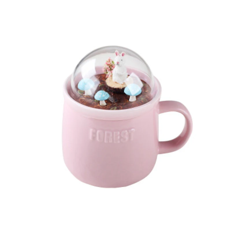 

Creative Forest Animal Micro Landscape Mug Jar Milk Tea Coffee Ceramic Mug Heat Resistant Breakfast Cup Office Home Women Gifts