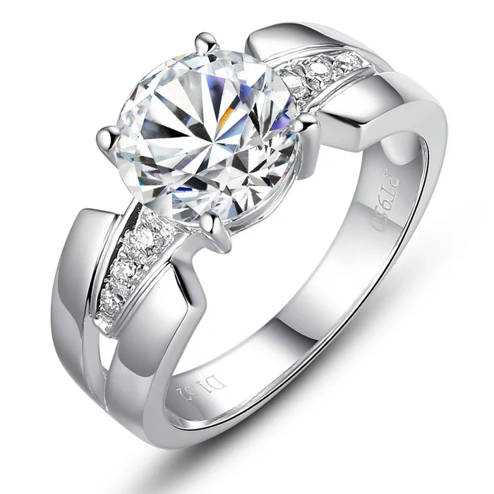 

Pure Silver 1.5 Carat Silver High Carbon Wide Arm Wedding S925 Ring Bands Fashion Jewelry For Women (JSA)