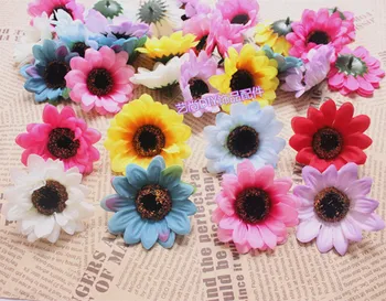 

7CM Large Fabric Gerbera Daisy,Artificial Silk Fake Sunflowers Heads,Wedding Party Decorations,Wreath For Hair,Wrist Corsage!