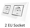 1 комплект, 2 способа, ЕС, крюк, переключатель, адрель 110-250 В, белый кристалл, стекло, Schuko, европейский стандарт, двойной переключатель управления с когтями