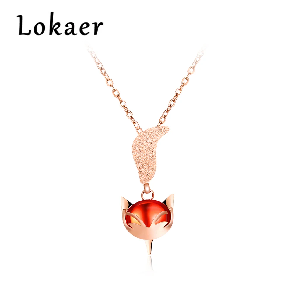 

Fashion Women Chokers Necklaces Fox Necklaces & Pendants Rose Gold Color Stainless Steel Female Collares Jewelry Gift N18099