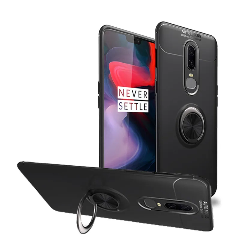 

MAKEULIKE Silicone Case For Oneplus 6 Soft Protection Cover With Metal Ring Coque For Oneplus 6 Case Fundas