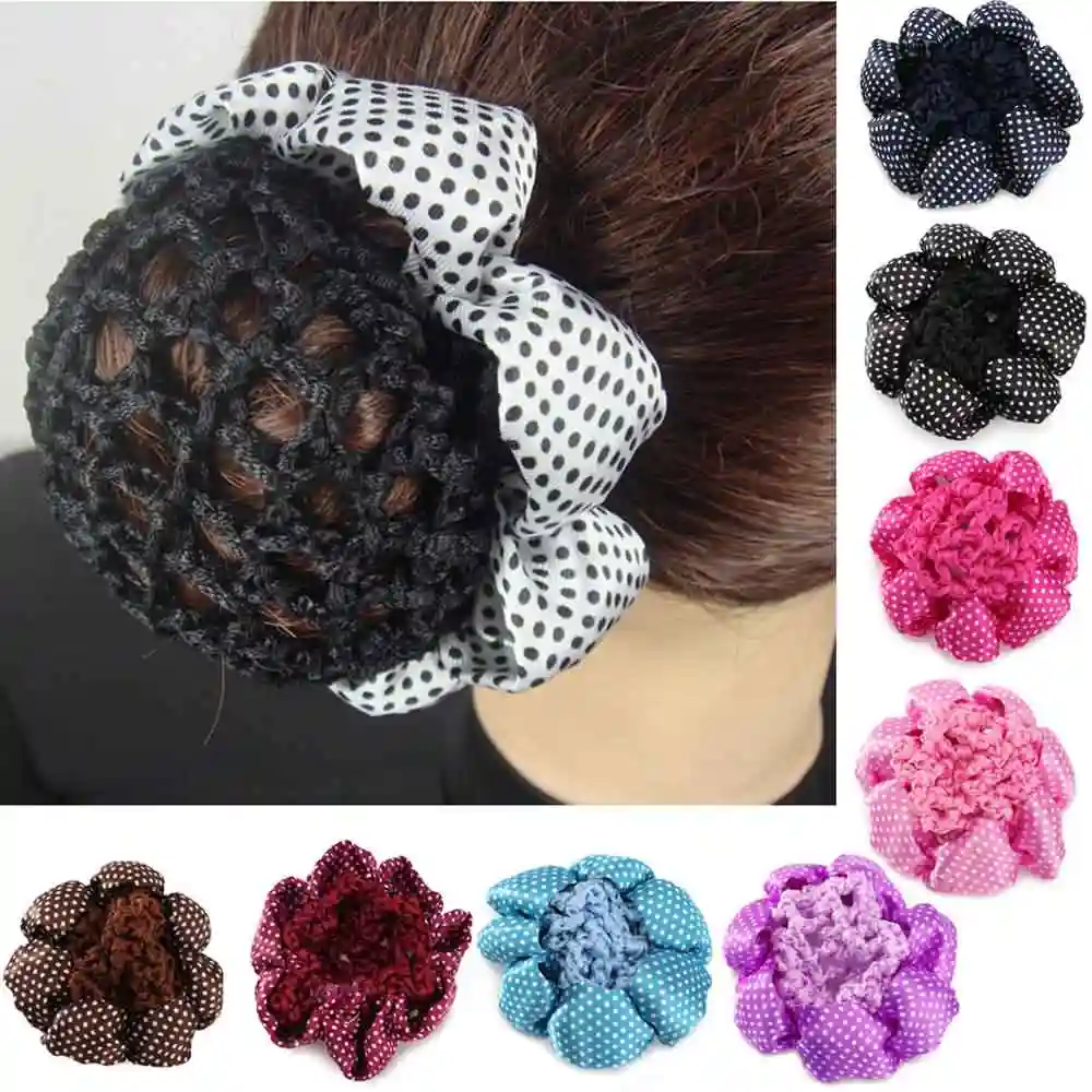 Free Shipping Shiny Girls Women Dot Bun Cover Snood Ballet Dance