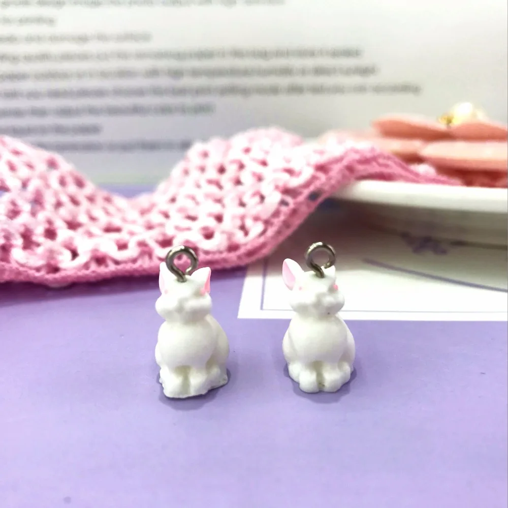 10 шт. 14*11 мм 3d смолы маленькие подвески кролик ювелирные изделия ожерелье серьги кулон брелок подвески для DIY украшения подарок