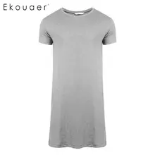 Ekouaer рубашка Летний базовый с круглым вырезом рукав сплошной длинный сон Мужская пижама