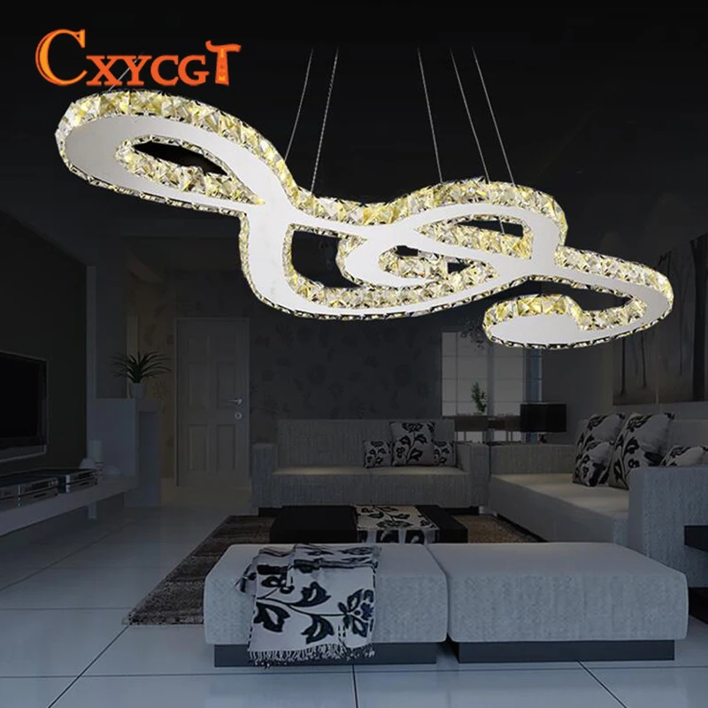 

Modern Personality Simple Musical Notes Crystal Chandelier for Living Room Bedroom Theme Decoration
