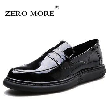 

ZERO MORE Thick Sole Mens Casual Shoes Hot Sale Fashion Patent Leather Soft Shoes Men 2018 Slip On Loafers Male Shoes Casual
