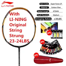 Подлинная 1 шт. Li-Ning Professional ракетки для бадминтона полный углерода Высокое качество Li Ning ракетки с строка и Overgrips L999OLB