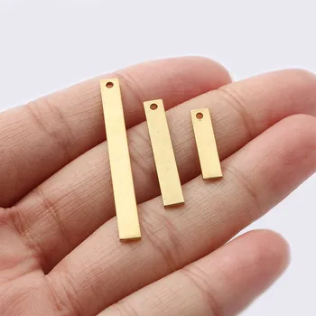 

30pcs Raw Brass Rectangle Charm Pendant For DIY Jewelry Necklace Making Finding