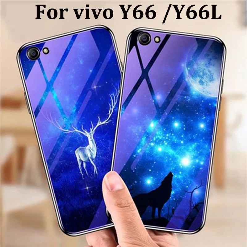 Чехол для vivo Y66 задняя крышка из синего закаленного стекла Y66L чехол VIVOY66 чехлы