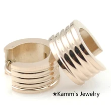 Розовое золото простые круглые серьги Нержавеющая сталь Huggie клип на ювелирные изделия Мода Высокое качество Мужские Женские KE419