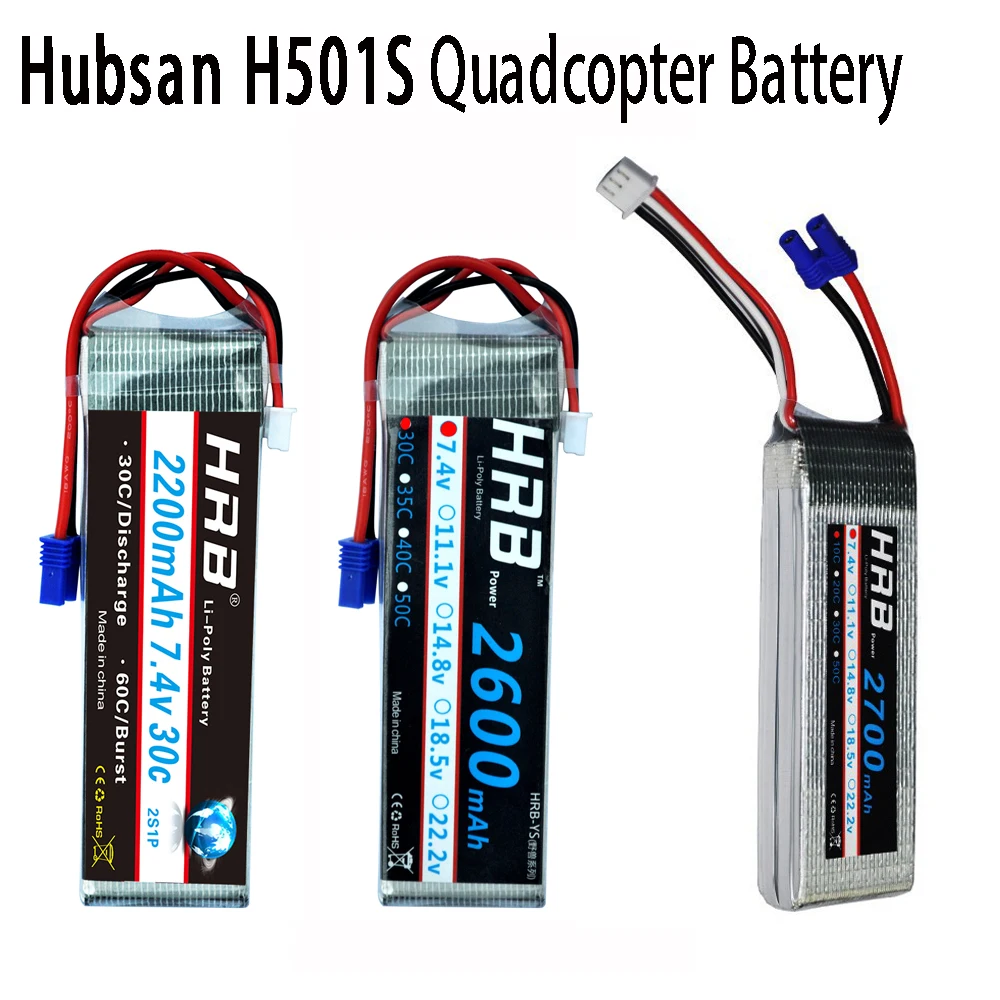 

HRB 2S 7.4V Lipo Battery 2200mAh 2600mAh 2700mAh 10C EC2 RC Parts For Hubsan H501S H501C Quadcopter Airplanes FPV Drone Car AKKU