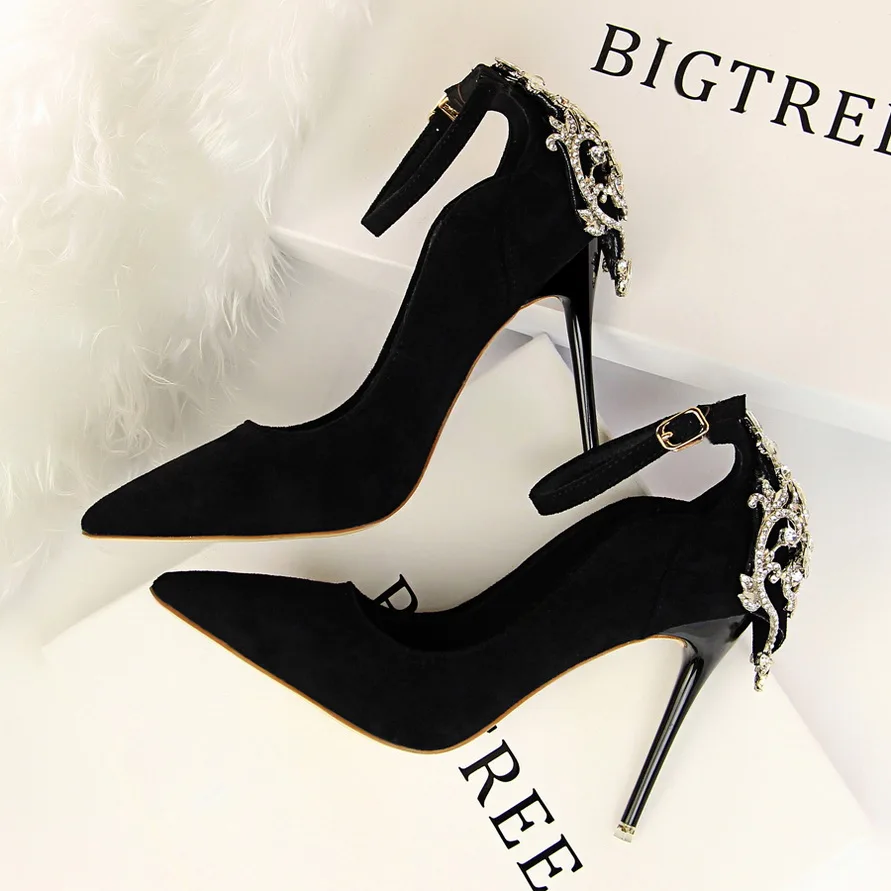 Shoes Women 2019 high heels Sexy Ankle strap Sandals crystal Glitter stiletto Female party pumps cover heels sapato feminino Shoes Women 2019 high heels Sexy Ankle strap Sandals crystal Glitter stiletto Female party pumps cover heels sapato feminino