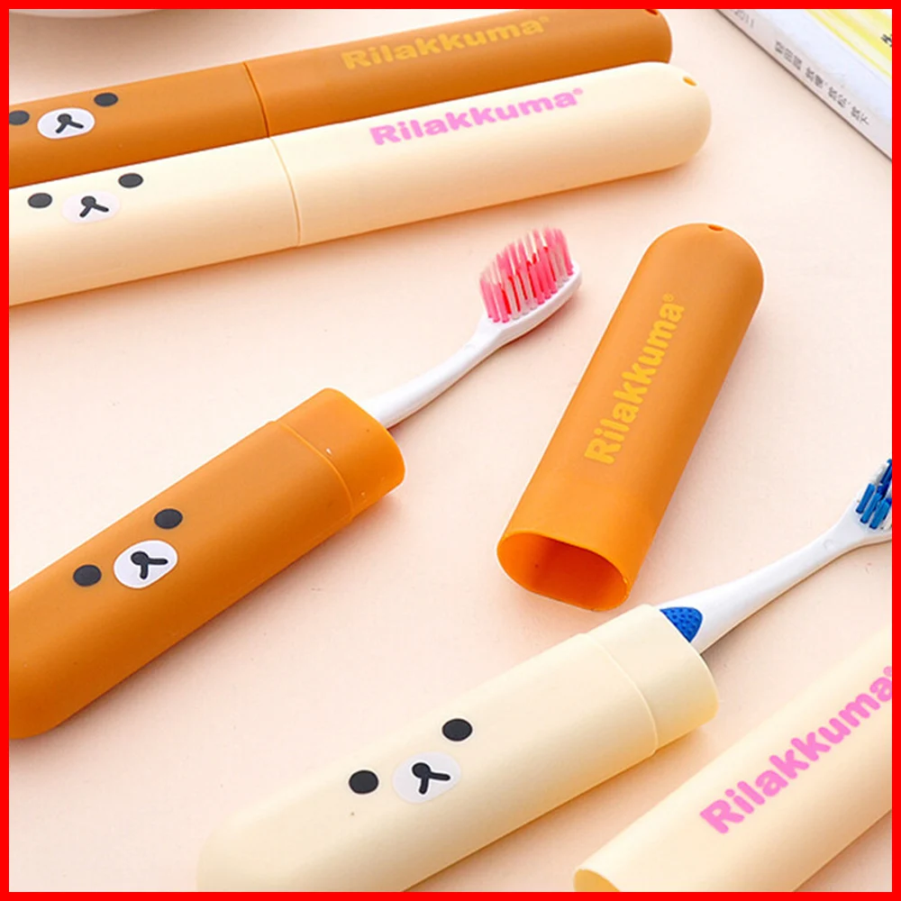 Portabel Kartun Rilakkuma Menanggung Mini ABS Kasus Kotak Sikat