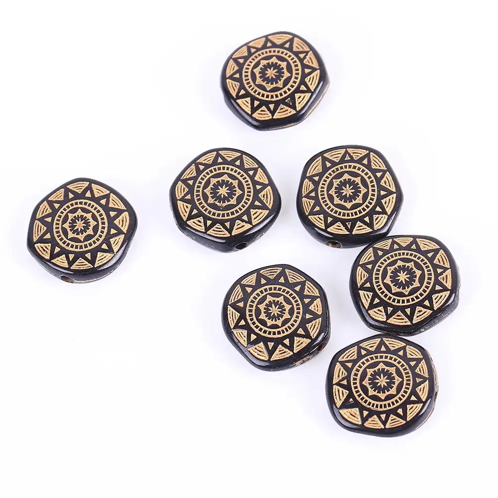 Chongai 100pcs Acrylic Flat Round Shape Sun Chakra Plastic Antique Round Shape Sun Chakra Plastic Antique