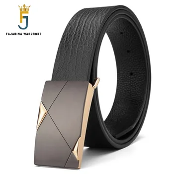 

FAJARINA Unique Design Cow Skin Smooth Buckle Belt Quality Cowhide Genuine Leather Belts Apparel Accessories for Men LUFJ548