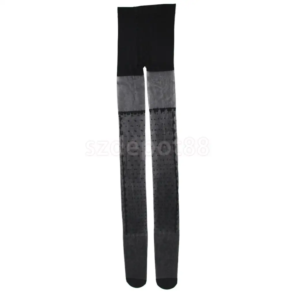 Women Lady Fashionable Sheer Tights Geometric Polka Dot Floral Patterned Elastic Pantyhose Long Stockings