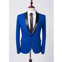 Для мужчин модные тонкий сплошной цвет Для мужчин пиджак Свадебные качество Жених дружки костюм платье Для мужчин бизнес деловой костюм