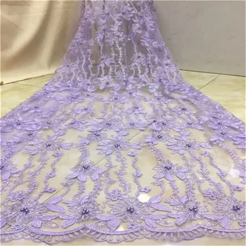 

african french lace fabric with purple sequins and beads 2019 latest green lace fabric high quality 3d lace fabric for wedding