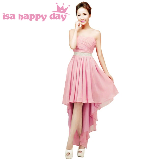 

plus size women high low chiffon coctail bandage blush dress girls pageant dresses 14 size for women sweetheart neckline H3115