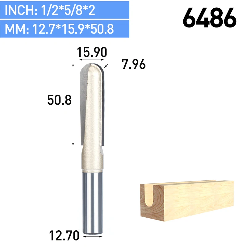HUHAO 1 шт. 1/" 1/2" хвостовик круглый нос фрезы коробка для деревообработки Резак карбида вольфрама фрезы для дерева Концевая мельница - Длина режущей кромки: 6486