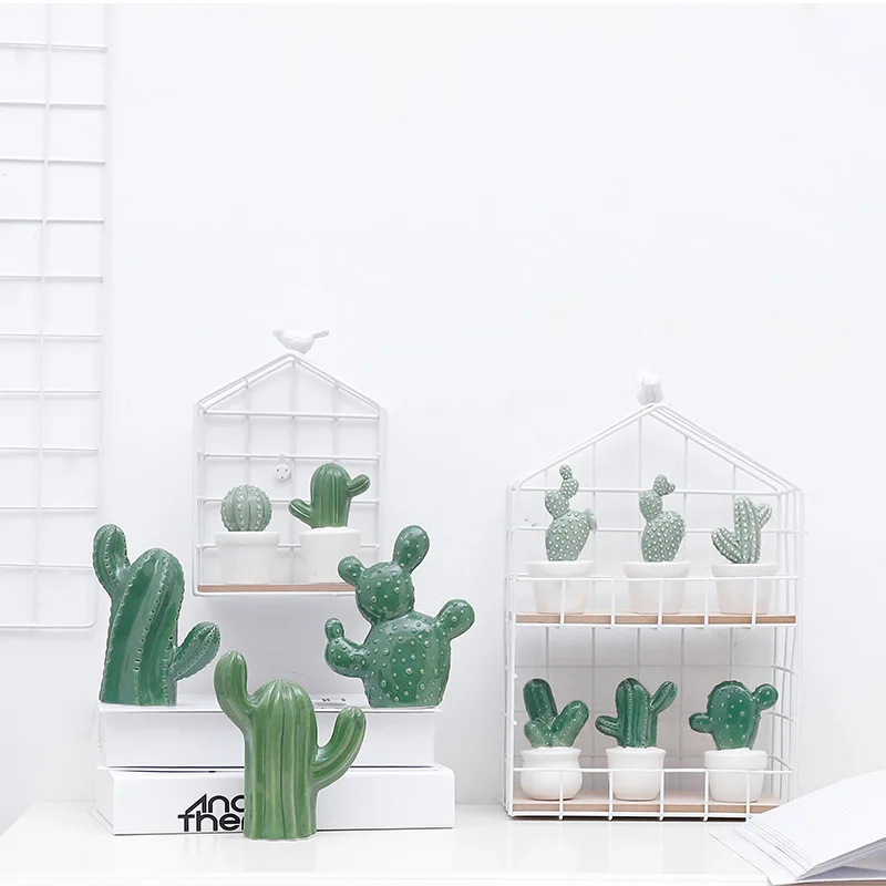 

1pc Nordic Ceramic Cactus Bonsai Succulent Decoration Living Room Cabinet Desktop Potted Plant Crafts Ornaments Home Decor Gifts