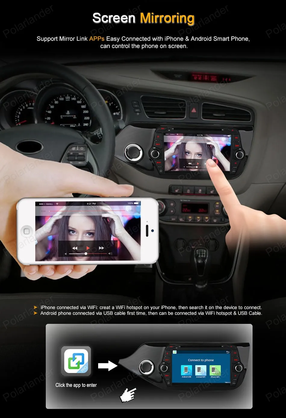 Best 2 din Android 4.4 car dvd player Quad Core 8 inch car stereo 1024*600 screen radio for KIA CEED 2013-2015 3