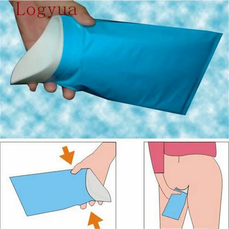 남녀공용 일회용 소변 가방, 자동차 야외 여행 비상 미니 변기, 파란색, 600CC, 100 개 = 25 백