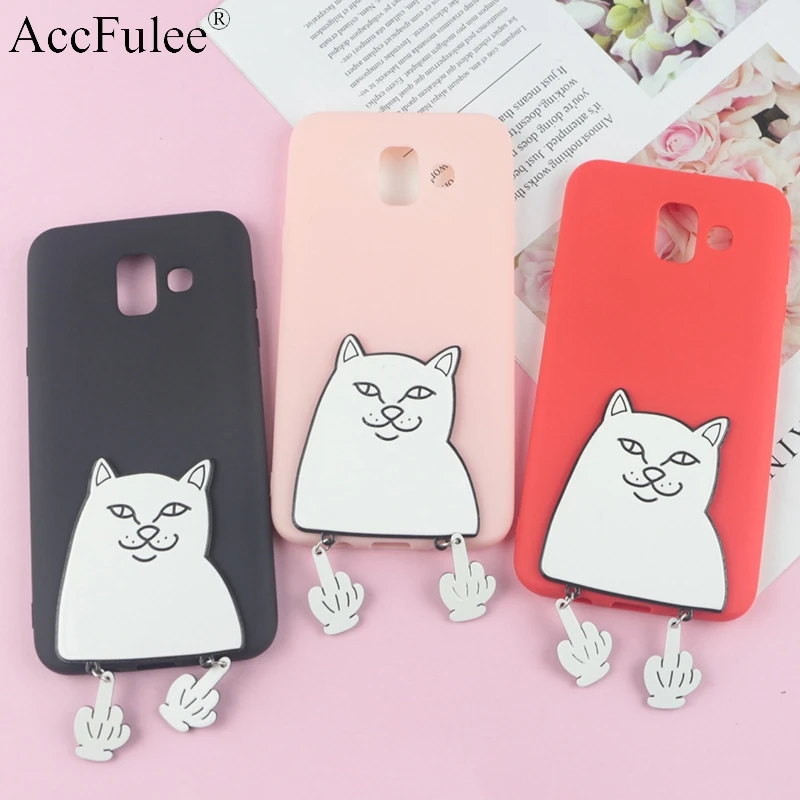 

3D Cartoon Pocket Cat Case for Samsung Galaxy A3 2016 A5 2017 A6S A7 2018 A8 Plus A9 Pro 2018 Middle Finger Cat Cases TPU Cover