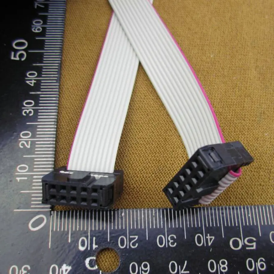 2 pcs FC 10P 2.54mm Pitch 25cm Long JTAG AVR Download Cable Wire 10 Pin