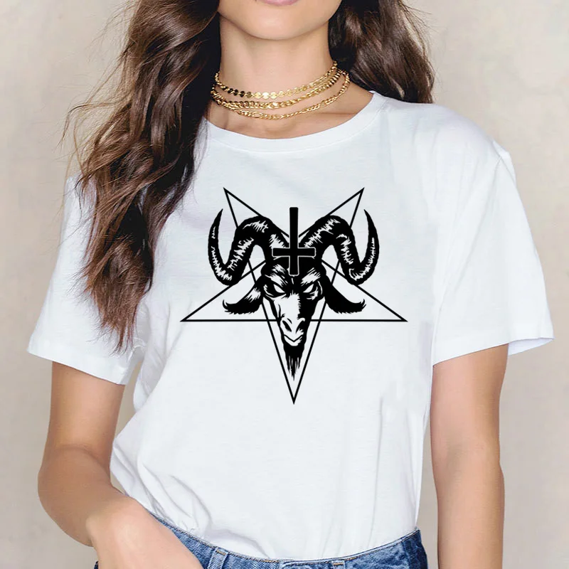 

Satan T Shirt Evil Demon women Reaper Grim Tee Death female funny Satanist Baphomet Tshirt Scary T-shirt Top Satanism clothes