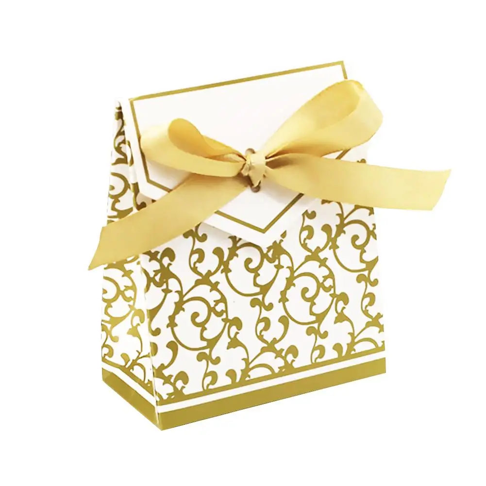 

50pcs Butterfly Knot Wedding Candy Box Wedding Party Gift Bag Ribbon Golden Dream Candy Case Wedding Supplies