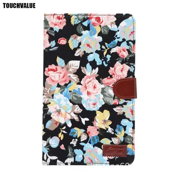 

For Samsung Tab E T377 Case Flower Women Fashion Print Fabric Cover with Card Slots